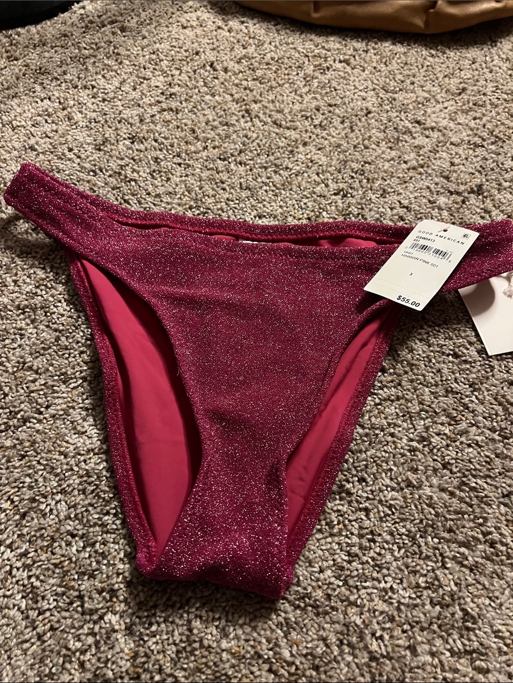 Good American Glitter Raspberry Pink Bikini Bottoms
